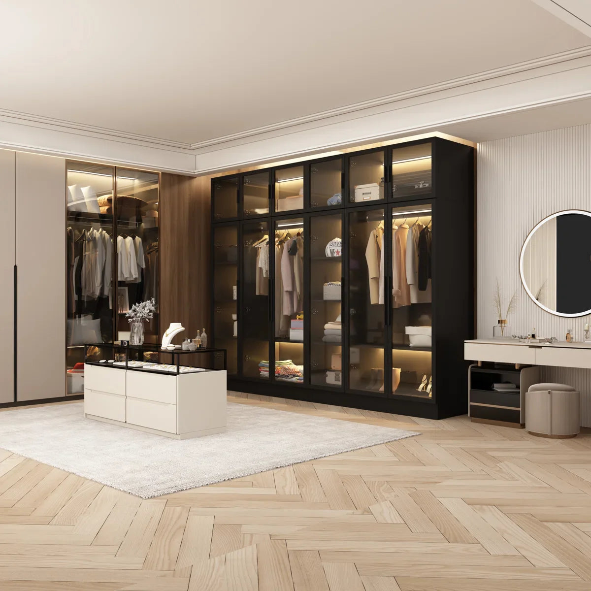 Modern 6-Door Wardrobe with Interior Lighting -Mr. Bed