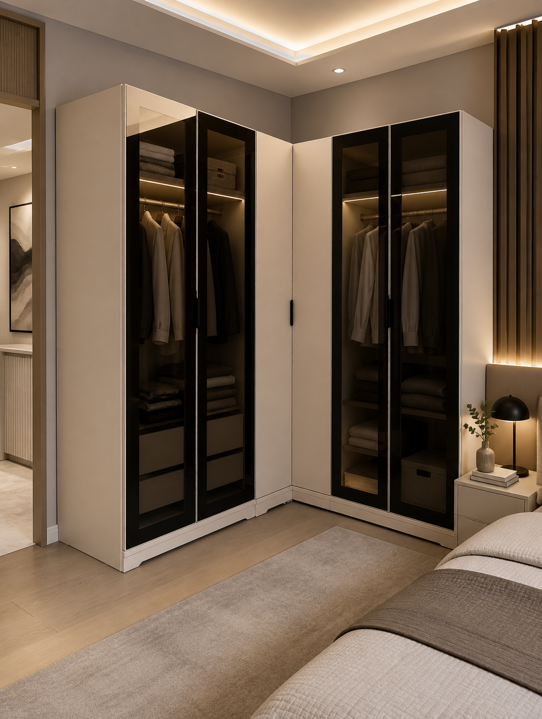 Noir glass closet